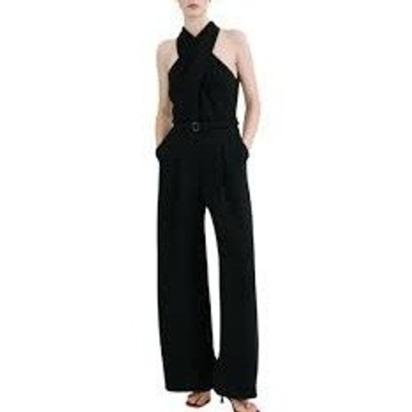 Mango Pants - BNWT MANGO Mono Jane Black Cross-Over Jumpsuit, Reg $140